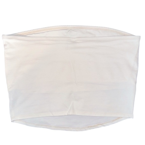 Spirit‎ Jersey White Tube Top Sleeveless Casual Basic Crop Top Bandeau - Picture 3 of 5